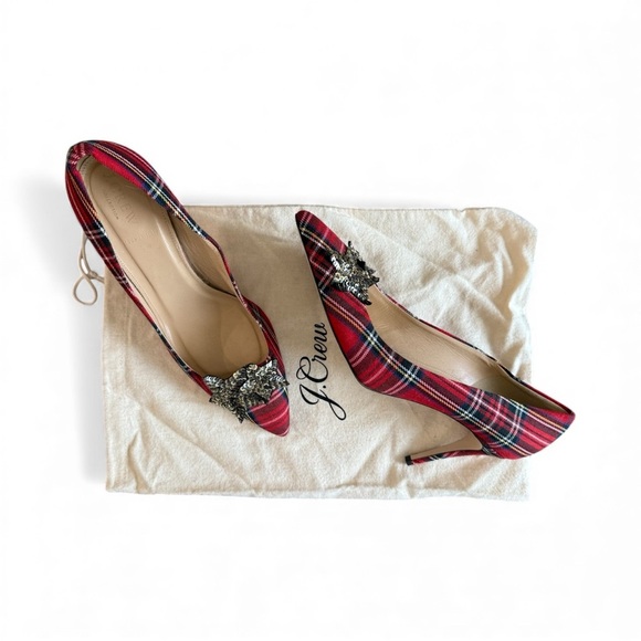 J Crew Star Sequenced Red Tartan Holiday Heels|J Crew Tartan Holiday Heel - Picture 14 of 15